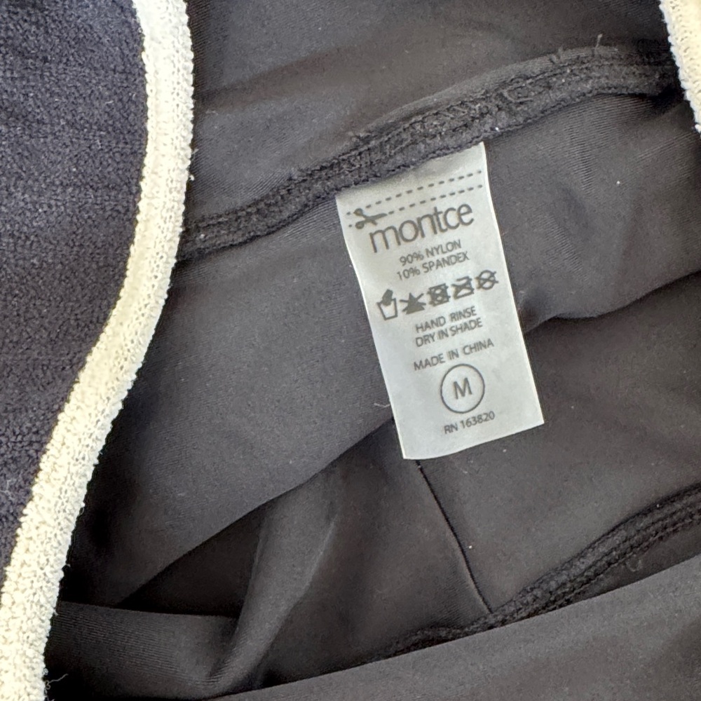 Montce Women's Black Swim Shorts with White Trim - Picture 3 of 4